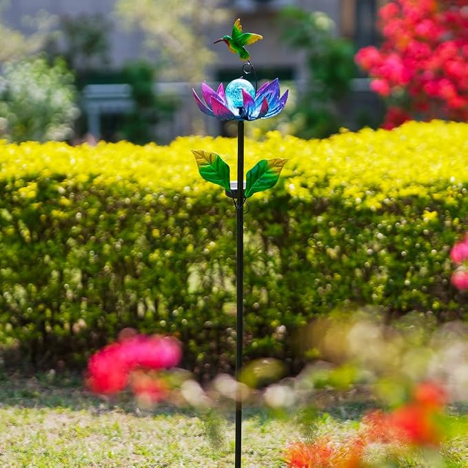 Solar Wind Spinners Outdoor, Solar Wind Spinner with Cracked Ball Lights,Garden Spinners for Yard, Garden, Patio, Lawn Decor (Purple)