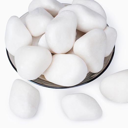 Pulovin 20 lbs White Rocks for Landscaping, 2-3 Inch Large White Rocks for Plants, Decorative Polished Stones for Garden, Walkways, Yard, Plants Pots, Vases, Crafts
