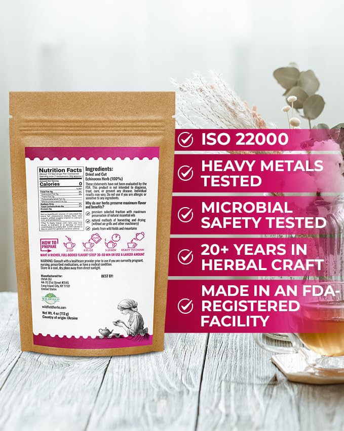 4 oz. Echinacea Root Herbal Tea (Crataegus L.) – 113g Dried Echinacea Root Tea Raíz de Equinácea