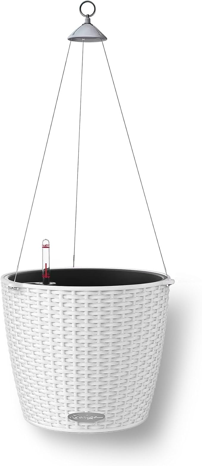 Lechuza Nido Cottage 28 White, Self-Watering Hanging Planter, D10.6 H9.1 in