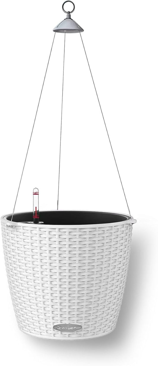 Lechuza Nido Cottage 28 White, Self-Watering Hanging Planter, D10.6 H9.1 in
