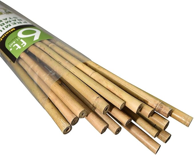 Mininfa Natural Bamboo Stakes 6 Feet, Eco-Friendly Garden Stakes, Plant Stakes Supports Climbing for Tomatoes, Trees, Beans, 20 Pack