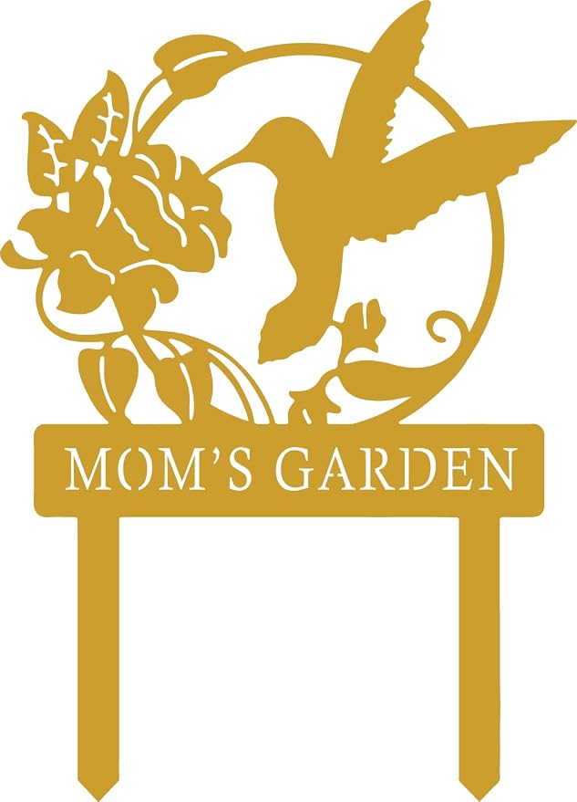 Personalized Metal Sign with Stake, Custom Hummingbird Garden Sign for Outdoor, Patio, Farmhouse Decoration, Lawn Yard Art, Bird Flower Garden Decor