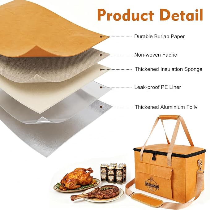 BBQ Blanket for Resting Meat, Insulated Meat Resting Bag for Brisket, Pork Shoulder & Turkey, Reusable BBQ Resting Bag for Smoker and Grilling, 16 x 10 x 10 Inch, Yellow