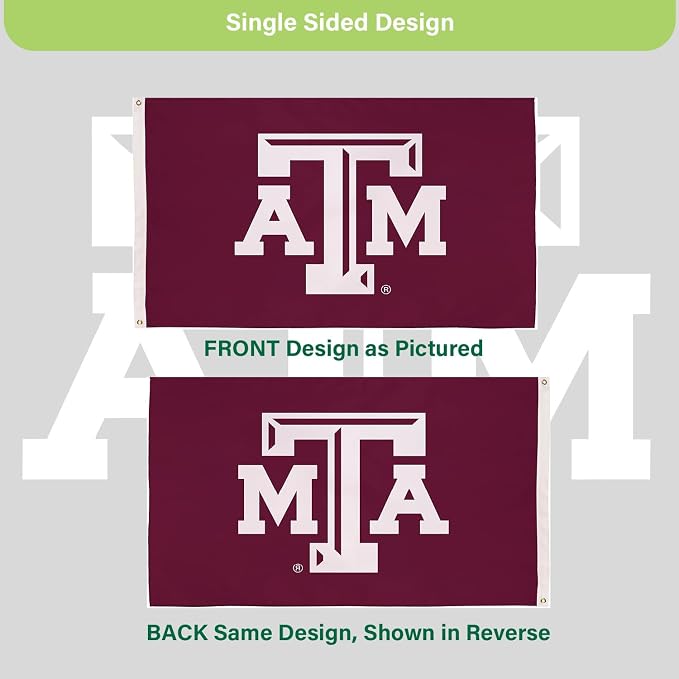 NCAA Texas A&M Flag with Grommets, 3'x5' Texas A&M Aggies Outdoor College Flags & Banners for Garden Patio Indoor Wall Décor