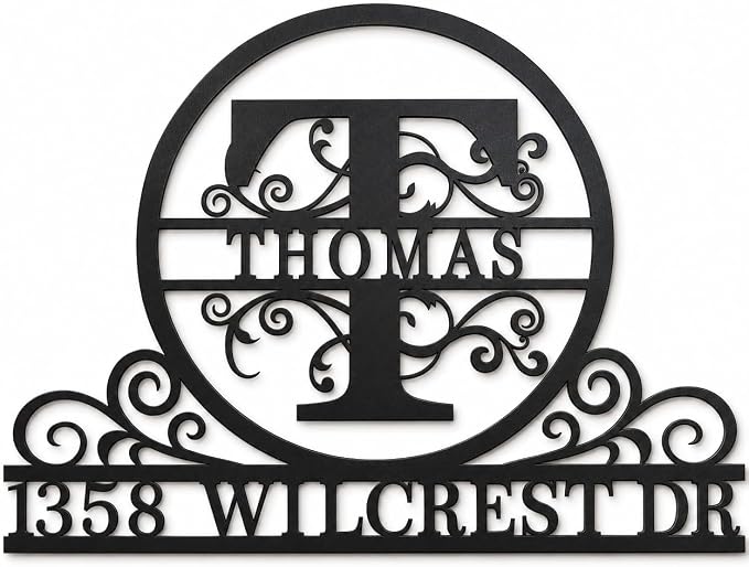 Personalized Metal Address Plaque Custom House Number Sign for Outside Family Name Monogram Wall Decor for Porch Brick Wood Siding Housewarming Gift