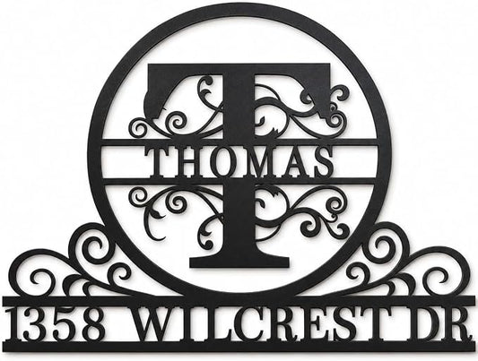 Personalized Metal Address Plaque Custom House Number Sign for Outside Family Name Monogram Wall Decor for Porch Brick Wood Siding Housewarming Gift