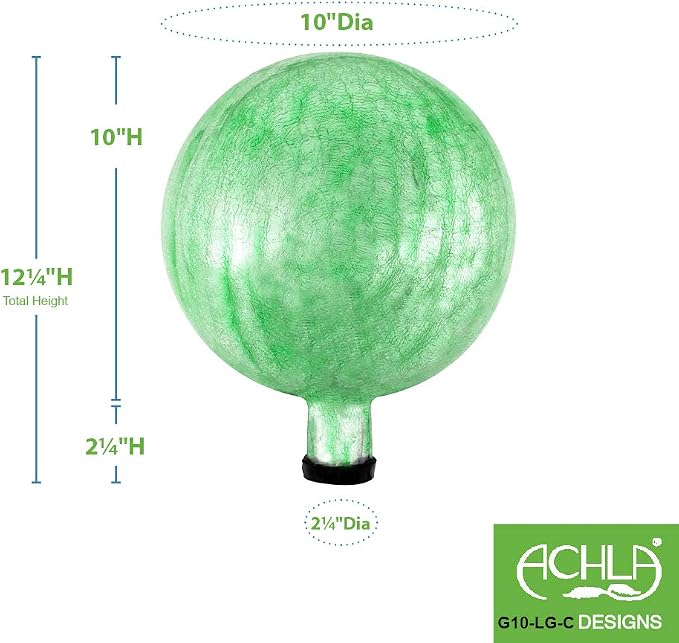 Achla Designs 10-Inch Crackle Gazing Globe Ball, Light Green