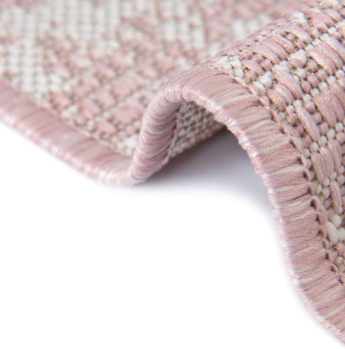Unique Loom Outdoor Bohemian Collection Area Rug - Anthro (6' 1" Round, Pink/ Ivory)