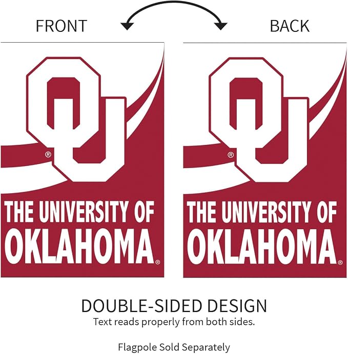 NCAA University of Oklahoma House Flag, 28 x 44, Double Sided Garden Flags for Outside, Outdoor College Flags & Banners for Gardens Patio, Indoor Wall Decor Flag for Room