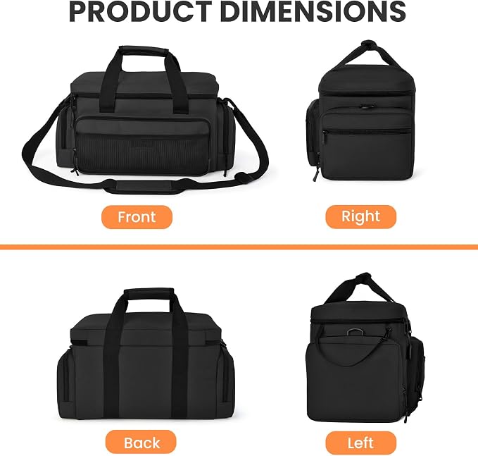 VJI Heavy Duty Tool Bag with Multi-Pockets, Portable Storage Bag with Large Zipper, Carrying Toolbag with Adjustable Shoulder Strap and Ergonomic Handle, Repairman, Carpenters, Handyman, Black