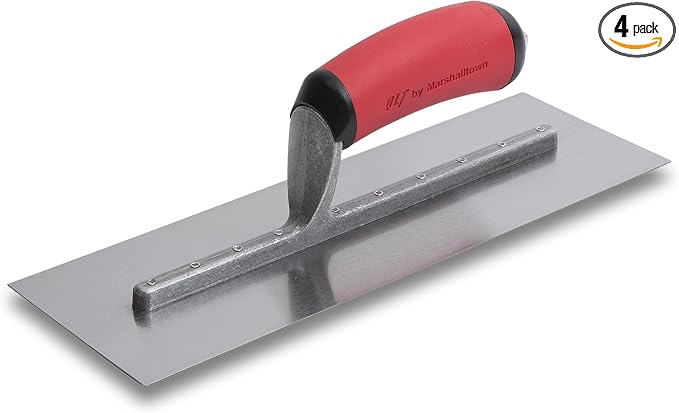 MARSHALLTOWN QLT Concrete Finishing Trowel, 12 x 4 Inch Carbon Steel Blade, Soft Grip Handle, FT372R