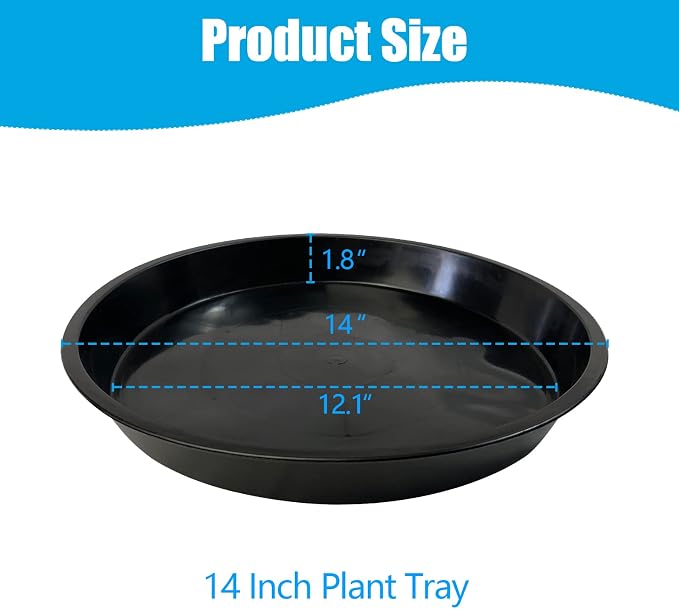 Plant Saucer 14 16 18 20 22 Inch, 5 Pack Heavy Duty Plant Tray for Pots, Plastic Pot Saucers for Plants, Large Drip Trays for Potted Plants, Round Water Tray for Indoors
