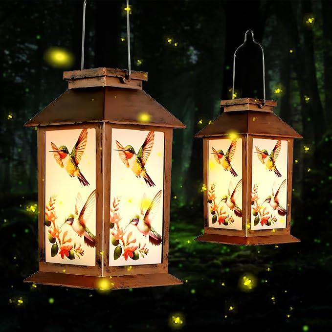 JOBOSI Solar Lantern Hummingbird, Portable Decorative Gift, Solar Light, Gifts for Mom, Women, Grandma, Garden Yard Lawn Decoration, Christmas and New Year Gift