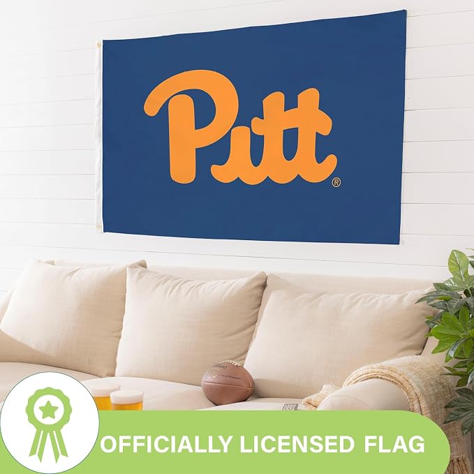 NCAA University of Pittsburgh Flag with Grommets, 3'x5' Pitt Panthers Outdoor College Flags & Banners for Garden Patio Indoor Wall Décor