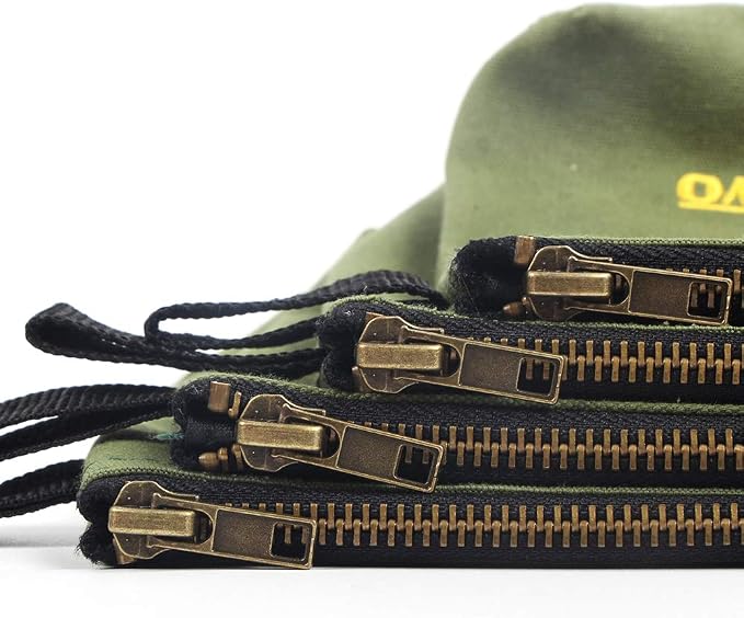 Premium Canvas Tool Pouch Zipper Bag,Small Tool Bag,Multipurpose Storage Pouch(4Pack 12.75x8x2.25 inch 20oz Water Resistant Heavy Duty Army Green Flat Bottom Tool Bag with Brass Zipper)