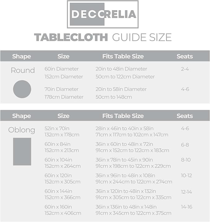 Decorelia Waterproof Round Tablecloth for Round Dining Table, Decorative Rustic Soft Wipeable Table Cloths Cover Indoor Outdoor Use for Holiday,Wedding, Kitchen (70 Inch,Round (4-6 Seats),Cool Grey)