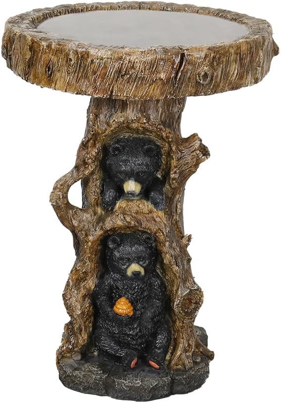 Hamiedun 23.6”Tall Resin fiber Outdoor Bird Baths for Garden - Outdoor Standing Birdbath, Woodland Tree Trunk Decoration Yard Statue，Pedestal Birdbaths for Outdoors, Garden, Patio, Lawn, Backyard (23.6''H)