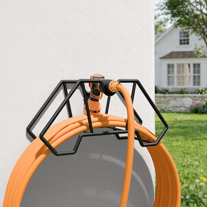 Giraffe Tools Garden Hose Holder Wall Mount-Metal Water Hose Hanger for Outside,Holds 150FT Hoses,Durable Hook for Garden