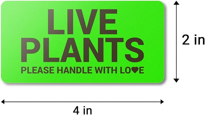 Live Plants Labels (4 x 2 Inch, Green - 300 Labels) - Please Handle with Care for Shipping & Handling Instructions, Warning/Caution Supplies & Shipping Plants Stickers
