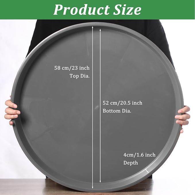 Eccliy 6 Pack Plastic Plant Saucer Heavy Duty Planter Saucers Large Plant Pot Saucers Plastic Water Trays for Indoors and Outdoors Flower Plant Plant Drip (Gray,23 Inch)