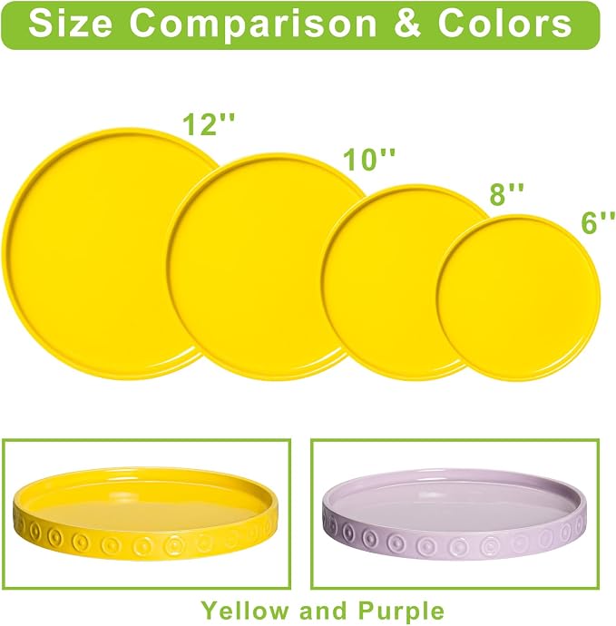 Eightpot Ceramic Plant Saucer, 7.5 Inch Plant Plates to Catch Water for Indoor Outdoors, Round Plants Trays for Pots, Modern Plants Dishes to Catch Water, Decorative Flower Pot Trays, Yellow