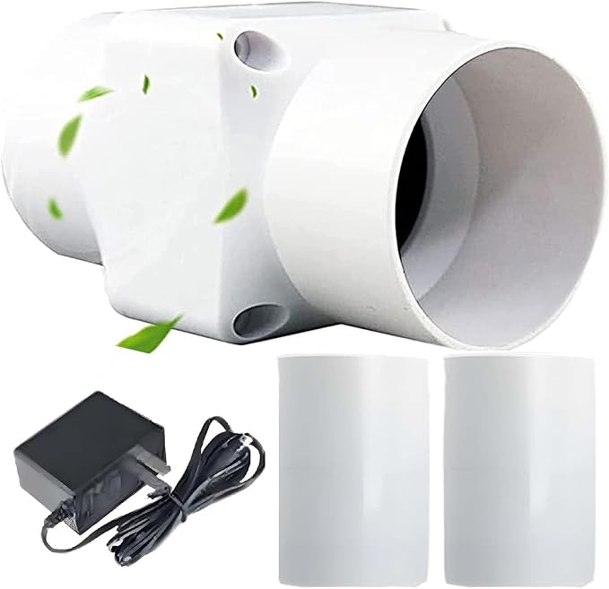 2 Inch Inline Duct Fan Variable Speed Air Circulator Quiet with 50mm to 32mm Interface for Home Office Cabinet Pet Cage Ventilation(50 mm to 50 mm,Power Cord)