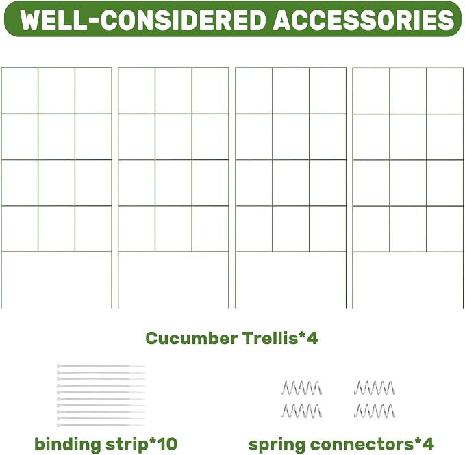 DOEWORKS Cucumber Trellis, 39" High Foldable A Frame Garden Trellis, 2 Pack, Plant Support for Climbing Cucumber, Beans, Tomatoes, Flowers, Green