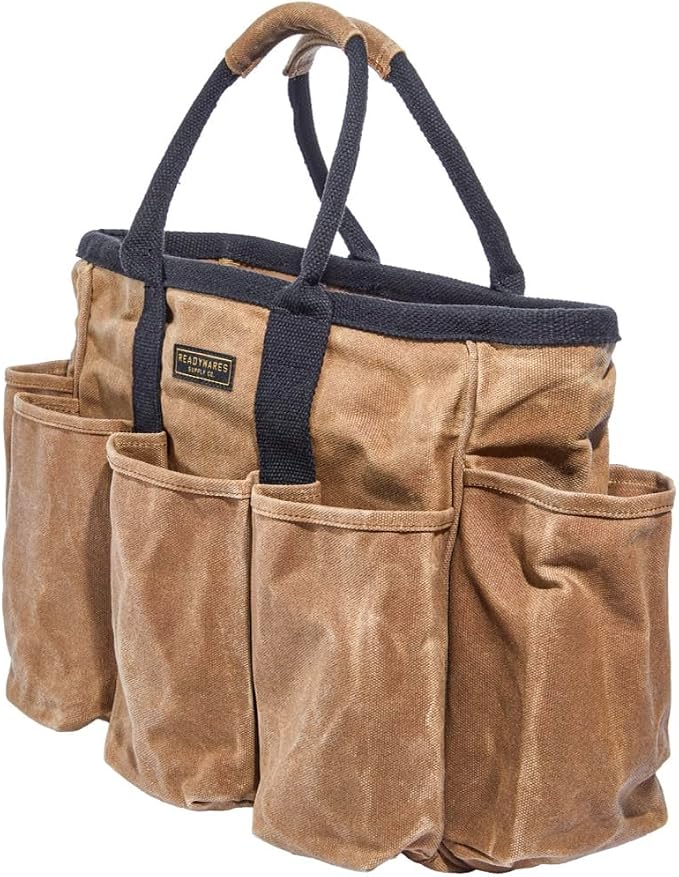 Readywares Supply Bag | 14" Waxed Canvas Gardening Tool Tote with Pockets