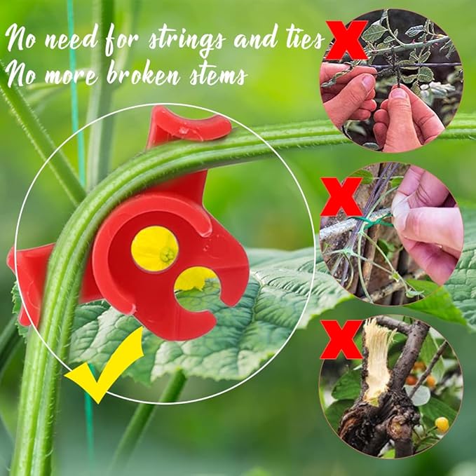 LucyPhy 90 Pack Plant Bender Angle Adjustable Plant Training Clips Low Stress Training Clips 90 Degrees Plant Stem(Circle Style,Red)