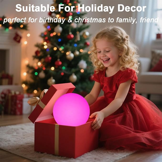 10-in Solar Orb Light, Waterproof Solar Globe Light Outdoor Dimmable RGB Color Changing Solar Garden Ball Light for Outside w/Remote, Landscape Lighting Mood Lamp w/Ground Stake for Yard Poolside Lawn