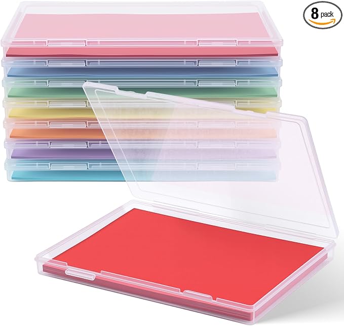 Roowest 8 Pack Photo Storage Box for 8" x 10" Photos Large Clear Plastic Scrapbook Paper Storage Containers with Snap-Tight Latch Picture Organizer for Protecting Crafts Office Supplies A4 Files