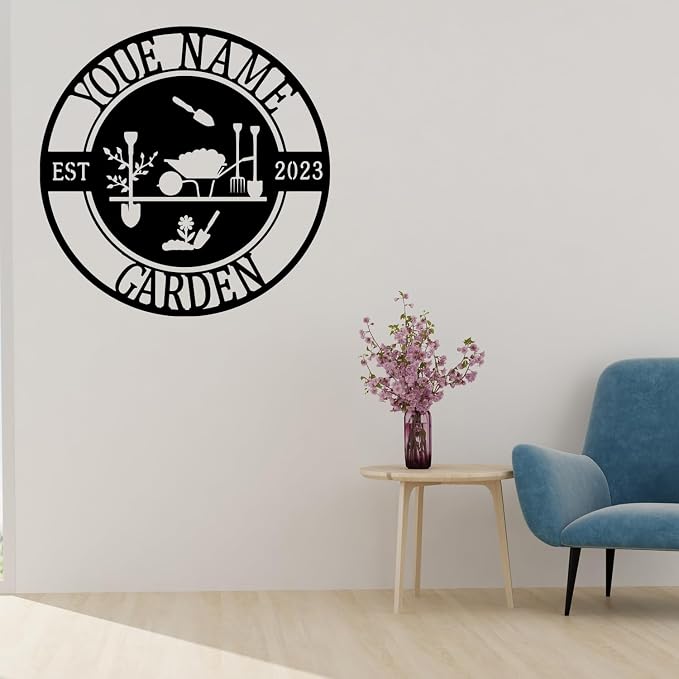 CFC012 Garden metal art logo, personalized metal logo, large shed garden logo, customized mural art, for garden outdoor decoration, personalized outdoor plaque