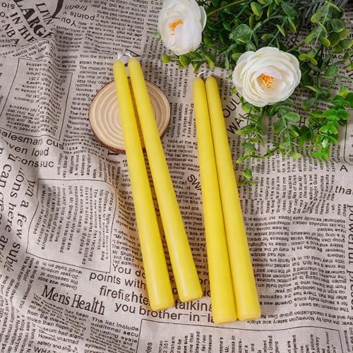 Viyffo Taper Candles, 10 Inch, 4 Pack, Lemon Yellow – Unscented, Smokeless - Image 2