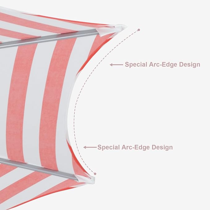 Tempera Patio Umbrellas Arc Edge Outdoor Table Market Umbrellas with Crank & Pust Button Tilt|Auto-Tilt, 8 Steel Ribs, High Color-Fastness Canopy