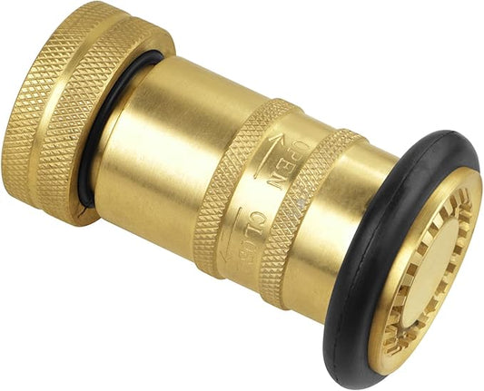 Fire Hose Nozzle 1" NPSH/NPT Fire Fighter Hose Nozzle 100 psi 75 gpm Brass Fire Equipment Spray Jet Fog,Heavy-Duty Industrial Brass Fire Equipment Water Hose Nozzle