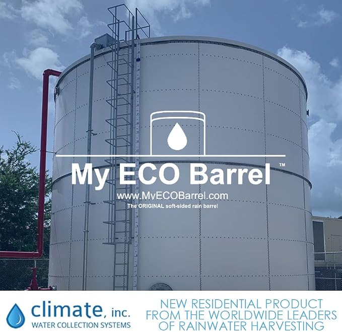 My ECO Barrel™ Rollable/Compressible 132 Gallon Rainwater Harvesting Barrel – Large Rainwater Collection System – High Frequency Welded Seams Plus 360° Zipper, Portable Water Storage Tank; BPA Free
