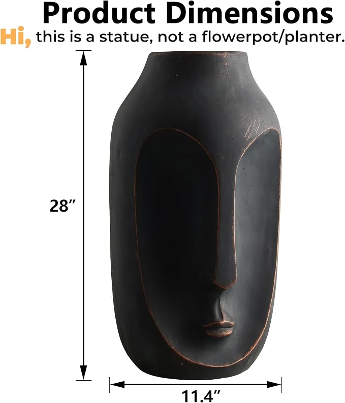 Wallowa 28 inches Tall Large Statue, Garden Sculpture & Statues, Modern Art Sculpture, Artificial Stone Figures, Living Room Decor, Tall Standing Sculpture for Home, Porch, Backyard, Bronze
