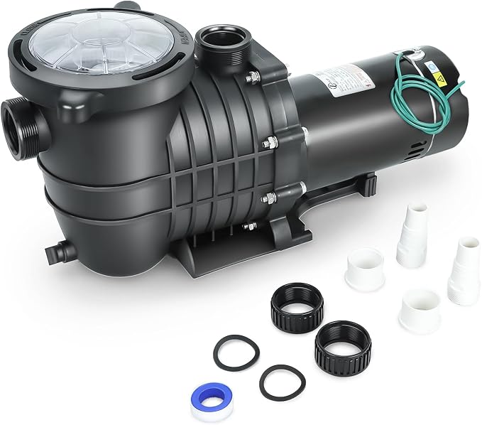 2.0 HP In/Above Ground Swimming Pool Pump, 110V/220V Dual Voltage 6840GPH Single Speed Pool Water Pumps lnground Above Ground with Filter Basket
