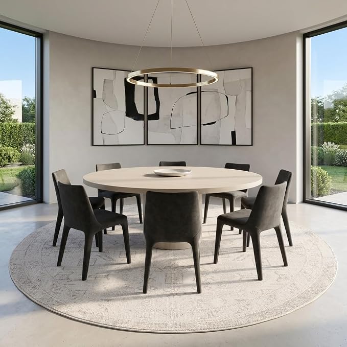 Unique Loom Outdoor Aztec Collection Area Rug - Coba (7' 10" Round, Light Gray/ Ivory)