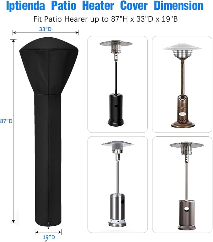 Patio Heater Cover for EAST OAK Patio Heaters UR48BN1, 87in Patio Heater Covers Waterproof with Zipper for OAK Outdoor Heaters-87"H x 33"D x 19"B