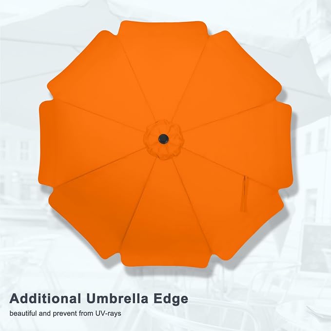 MASTERCANOPY 9ft Patio Umbrella with Valance, Crank and Tilt – 8 Ribs Outdoor Market Umbrella, UV/Fade Resistant, Waterproof Canopy with Wind Vent for Garden, Deck, Backyard, Pool (Orange)