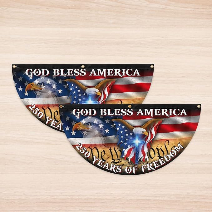 FLAGWIX American Patriotic 1776 2026 Freedom Fan Flag - Polyester Double-sided Yard Flags For Outside 3x6 ft - 4th of July Decorations for Home Yard Garden Decor Banner, Gifts For Men Women