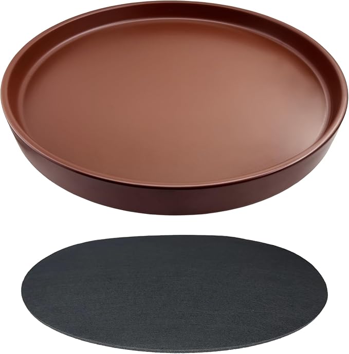 Yukfona Ceramic Plant Saucer Tray 1 Pcs 12 Inch Brown, 12.5" OD x11.9 ID x1.6 Deep| Fits Flower pots Bottom≤ 11.9", Heavy Duty Glazed Round Planter Drip with Catch Basin for Indoor Outdoor Plants