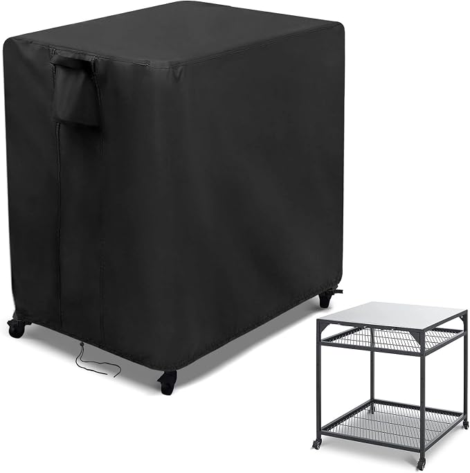 Kingling Outdoor Pizza Oven Table Cover for Ooni Large Table, Waterproof Outdoor Grill Prep Table Cover Pizza Oven Stand Cover - 36''L x 32''W x 31''H(Black)