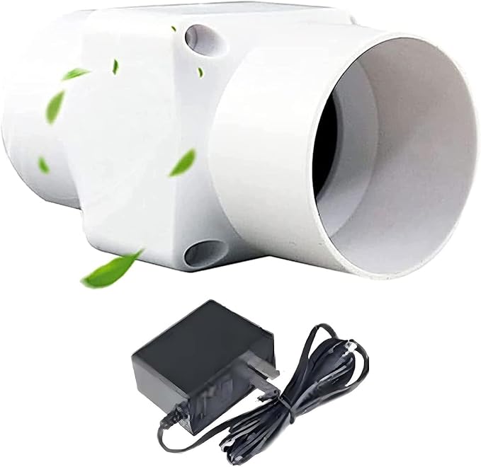2 Inch Inline Duct Fan Variable Speed Air Circulator Quiet with 50mm to 32mm Interface for Home Office Cabinet Pet Cage Ventilation(50mm,Power Cord)