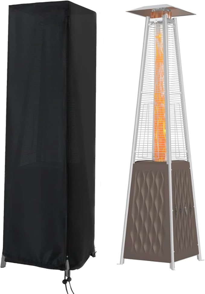 Patio Heater Cover- 87" H x 21" W x 24" D | Waterproof Outdoor Propane Heater Covers for Pyramid Heater with Zipper, Black