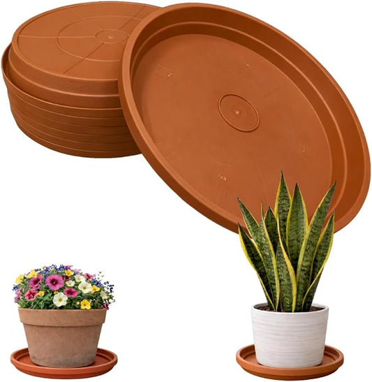 10 Inch Plant Pot Tray USA Made – Durable Plastic Flower Pot Saucer – Plant Water Catcher for Indoor Outdoor Garden (12, Classic Terracotta)
