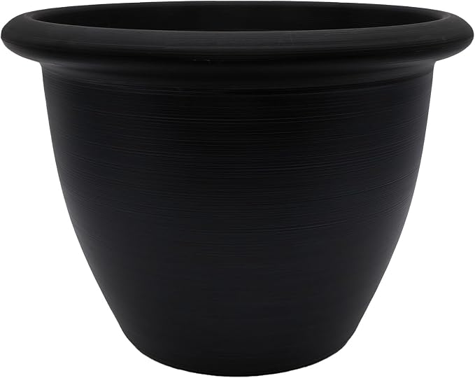 The HC Companies Sevilla Flower Planters - Outdoor & Indoor Planter - Round Self Watering Plant Pots for Herbs & More (12”, Black, Pack of 1)