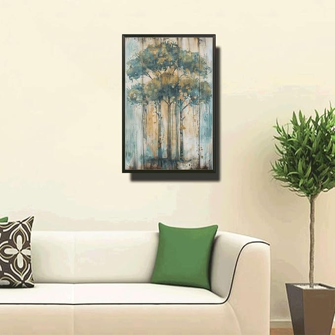 Metal Sign Tin Sign Vintage Wall Art Shabby Chic Umbrella Tree Tin Sign for Vintage Wall Art Rustic Home Decor and Distressed Wood Pan Metal Garden Sign for Bar 8×12 Inches with Metal Frame